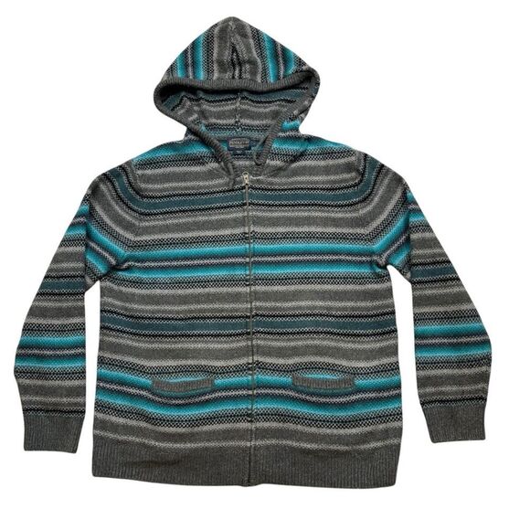 Men’s Rare Pendleton Driftwood Chamois‎ Wool Zip-up Hoodie Sweater Large Grey